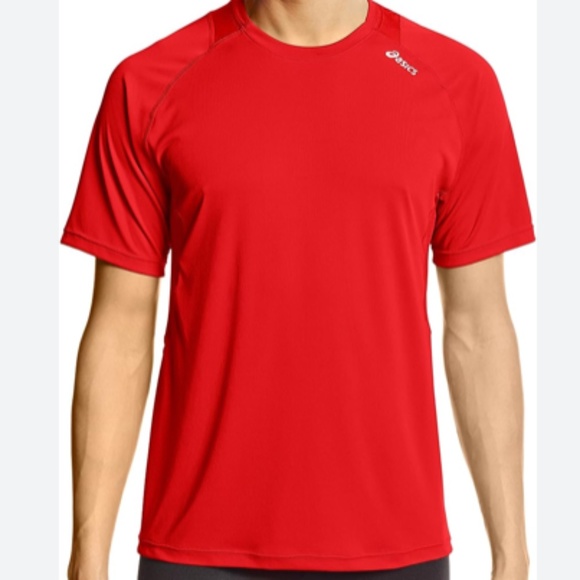 Asics Men's Favorite Short Sleeve Athletic Running Shirt Red Sz S - Picture 1 of 14